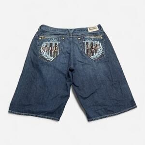 COOGI Royal Denim W40 Baggy Jorts Y2K Embroidered Hip Hop Long Jean Shorts
